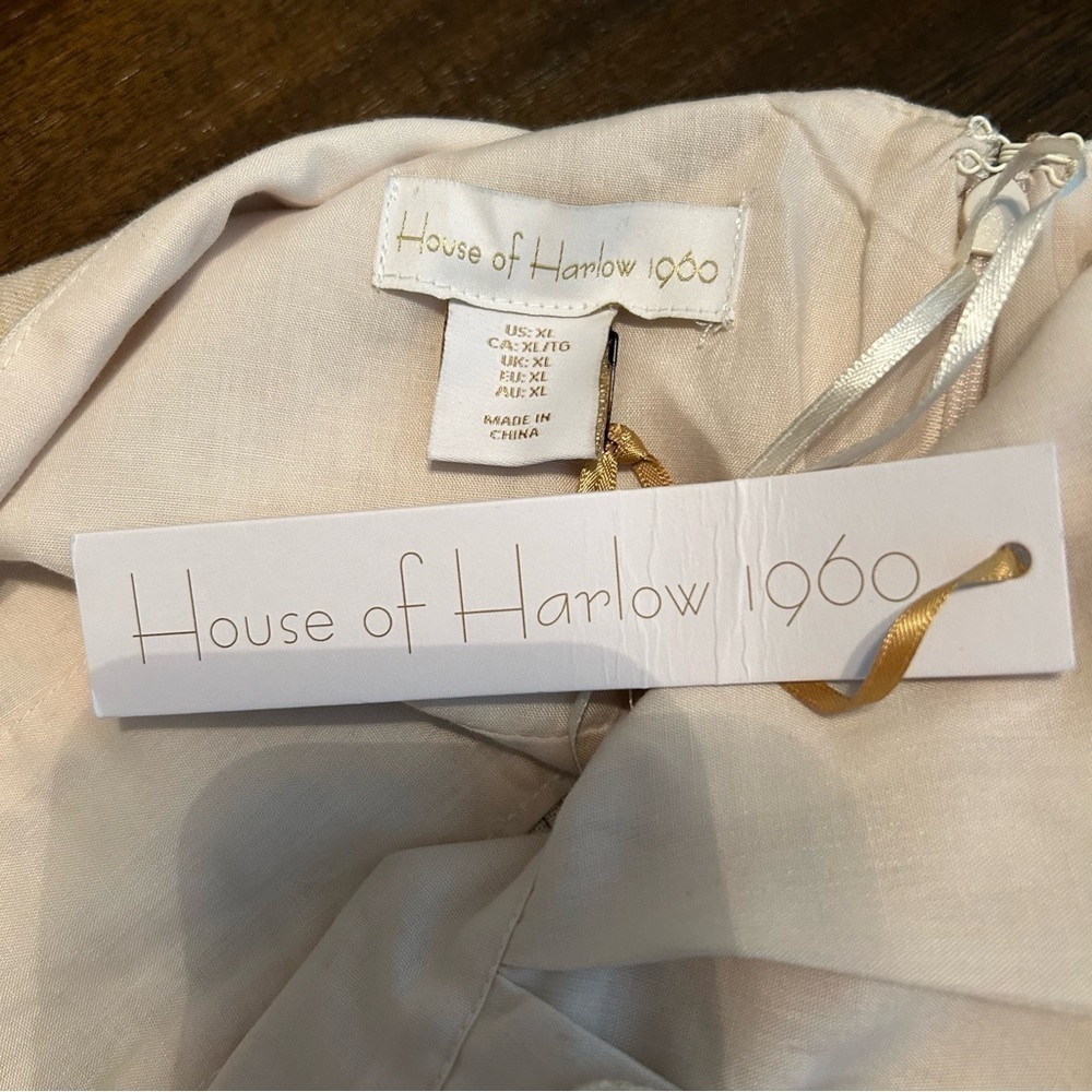 House of Harlow 1960 Cream and Brown Floral & Leaf Tiered Linen Blend Maxi Dress - Picture 13 of 16